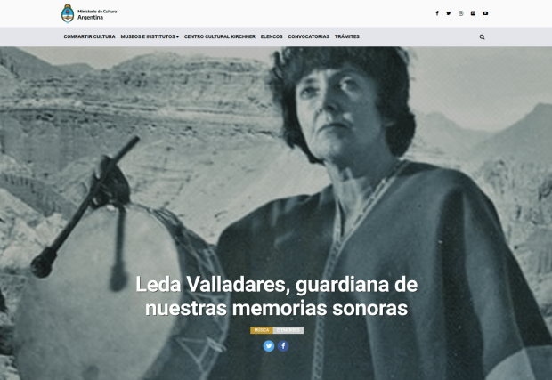 Ministerio de Cultura Argentina: Leda Valladares, guardiana de nuestras memorias sonoras
